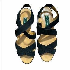 Cole Haan Criss Cross Black Suede Sandals size 10M